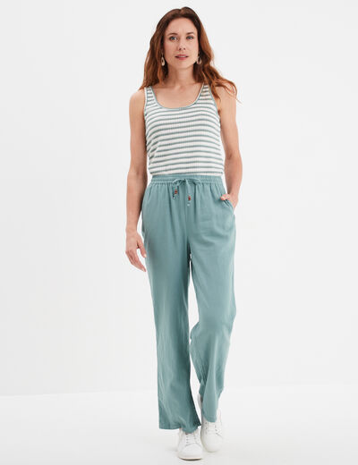 Débardeur col rond en maille vert pastel femme