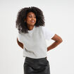 Pull sans manches col rond gris clair femme