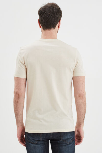 T-shirt col rond manches courtes coton ecru homme