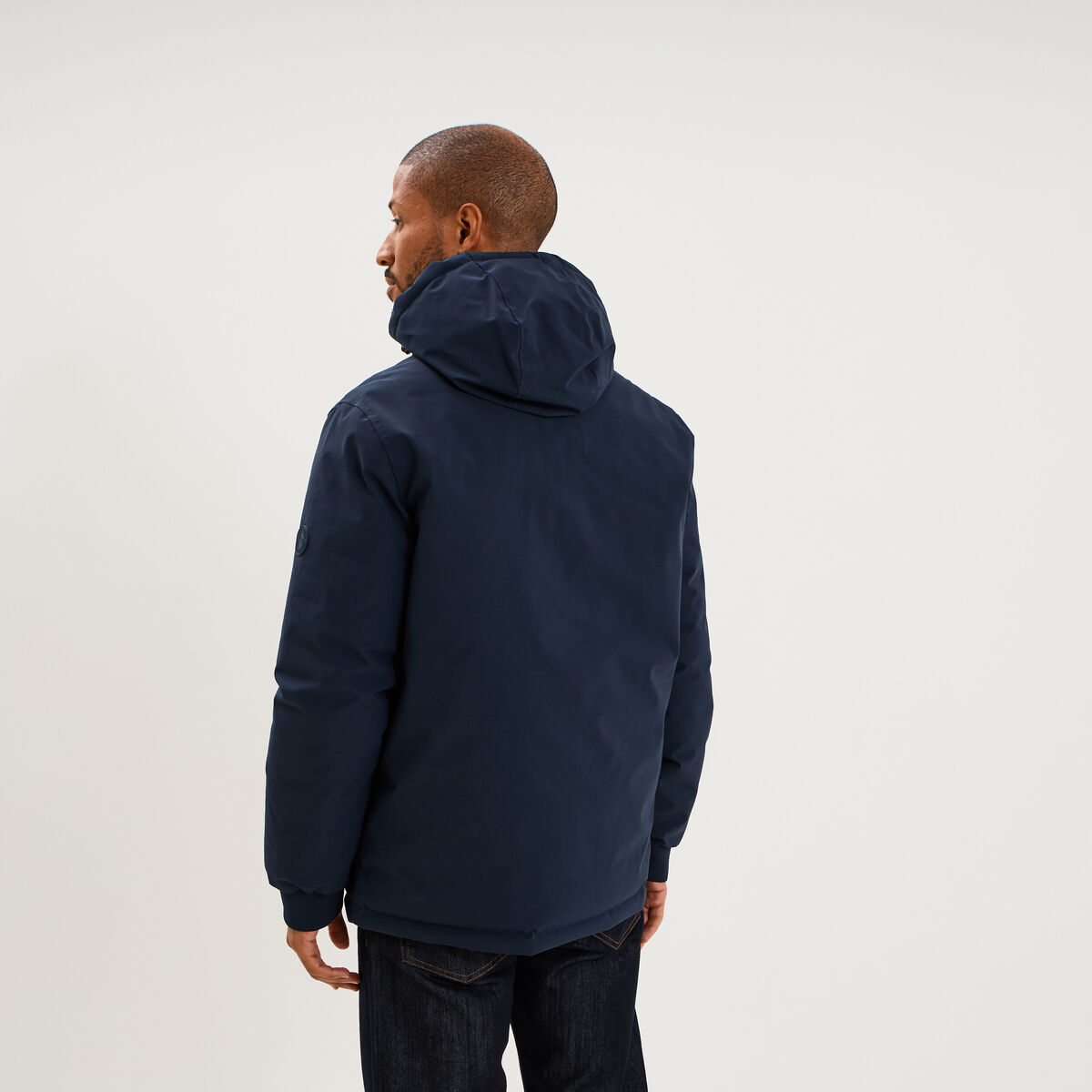 Blouson r&eacute;versible &agrave; capuche zipp&eacute; bleu marine homme