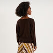 Pull encolure bateau manches longues marron fonc&eacute; femme