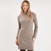 Robe pull col montant manches longues gris femme