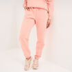 Pantalon jogging droit molleton rose poudr&eacute;e femme