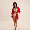 Déshabillé effet satin ceinturé rouge femme