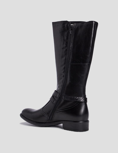 Bottes en cuir avec brides noir fille