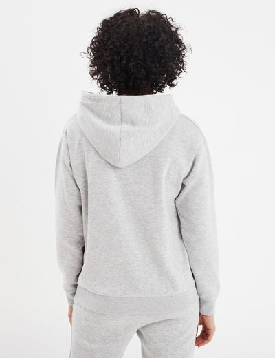 Sweat hoodie molleton à capuche gris clair femme