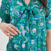 Blouse col lavalière manches courtes vert femme
