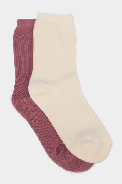 Lot 2 paires chaussettes thermiques vieux rose fille