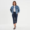 Pantacourt slim 5 poches bleu marine femme