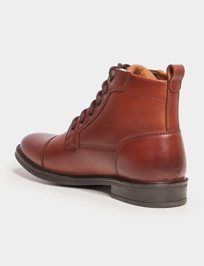 Boots cuir à lacets marron homme