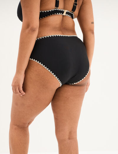 Bas de maillot de bain brod&eacute; noir femme grande taille