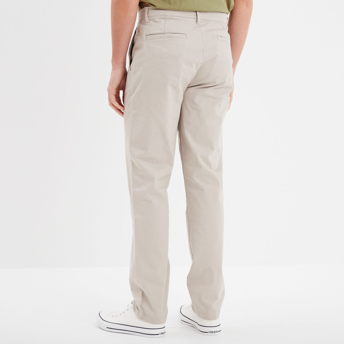 Pantalon chino droit stretch retroussé gris clair homme