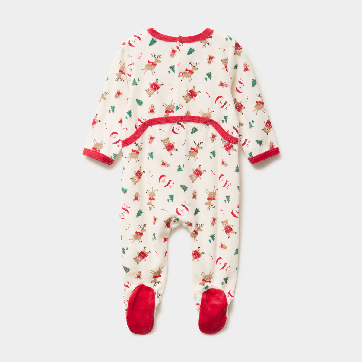Ensemble dors-bien velours bonnet No&euml;l ecru b&eacute;b&eacute;