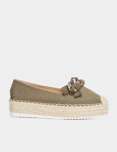 Espadrilles plateformes à boucle Liberto vert kaki femme