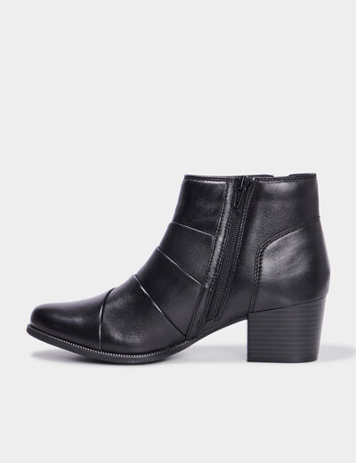 Bottines en cuir à talons 4 cm noir femme