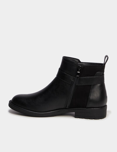 Bottines avec boucles et talons 2 cm noir femme