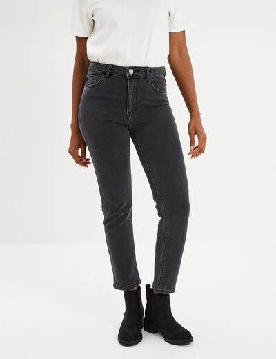 Jean stretch slim 7/8 ème denim noir femme