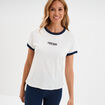 T-shirt col rond manches courtes coton blanc femme