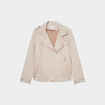 Blouson zippé effet suédine style biker beige femme grande taille