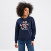 Sweat col rond manches longues bleu marine femme