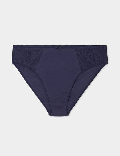 Culotte empiècements dentelle bleu marine femme grande taille