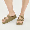 Mules de plage plateformes vert kaki femme