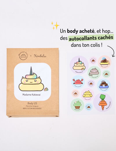 Body US coton Monsieur Caca x La Halle blanc bébé fille