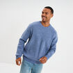 Pull col rond &agrave; manches longues bleu fonc&eacute; homme