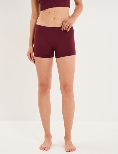 Short cycliste taille &eacute;lastiqu&eacute;e prune femme