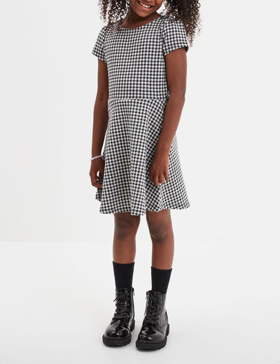 Robe patineuse manches courtes ecru fille
