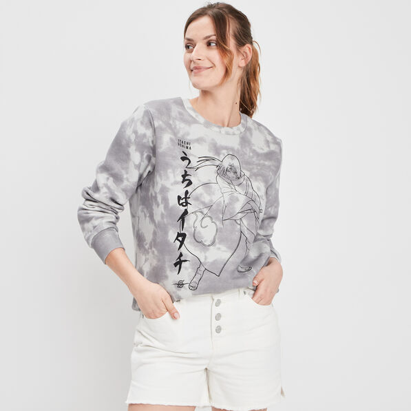 Sweat avec col rond Naruto gris femme