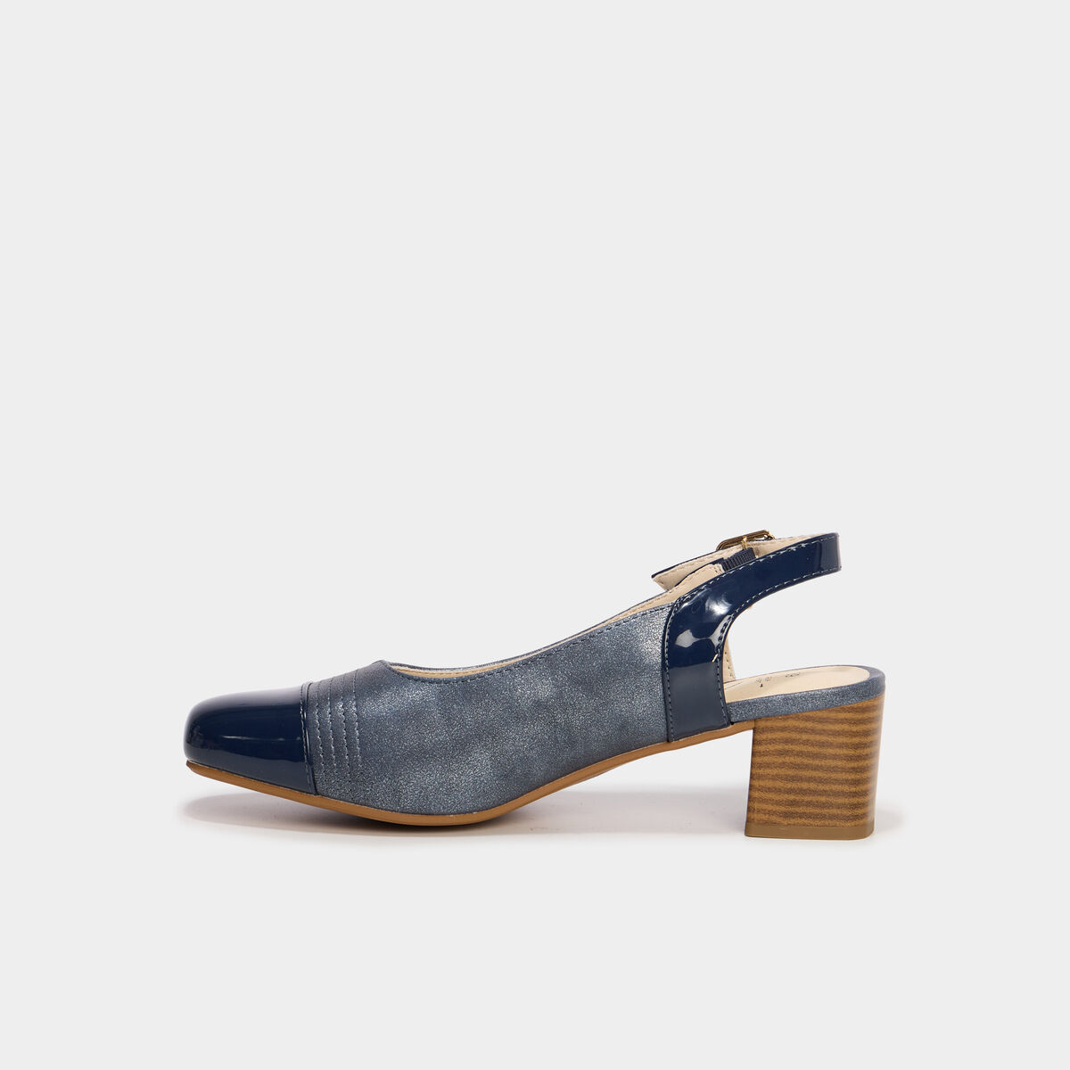 Escarpins &agrave; talons pied large bleu femme