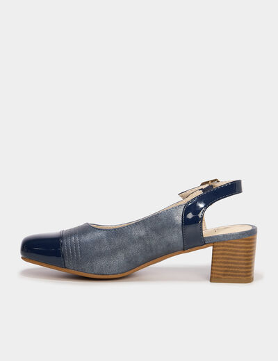 Escarpins à talons pied large bleu femme