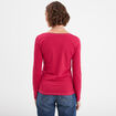 T-shirt manches longues col en V coton rose framboise femme