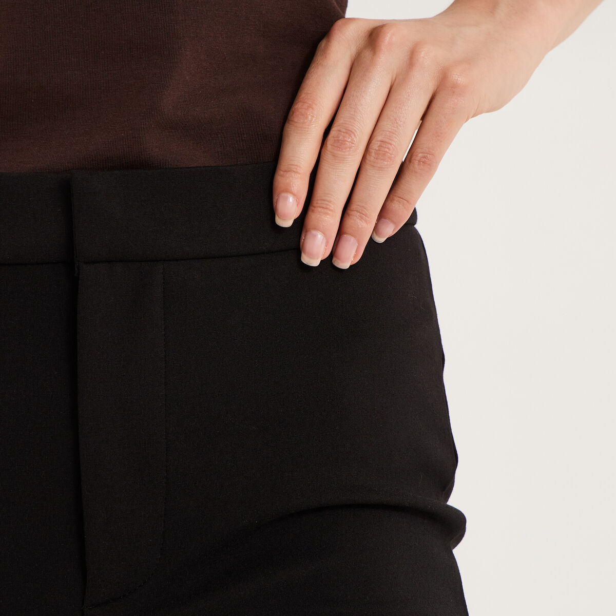 Pantalon flare stretch taille haute noir femme