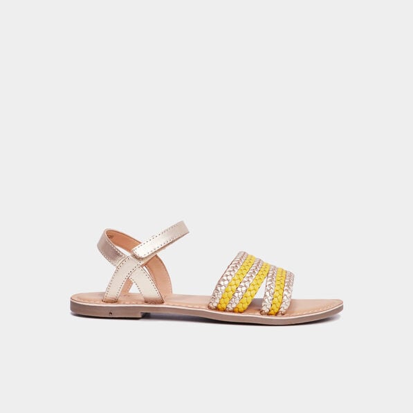 sandales tressees en cuir creeks jaune or fille Sandales tressées en cuir Creeks jaune or fille