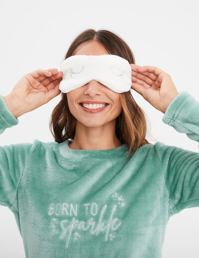 Ensemble pyjama effet polaire 3 pièces vert femme