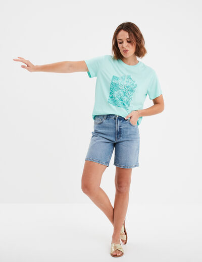 T-shirt manches courtes col rond Creeks bleu turquoise femme