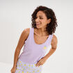 D&eacute;bardeur col rond droit coton mauve femme