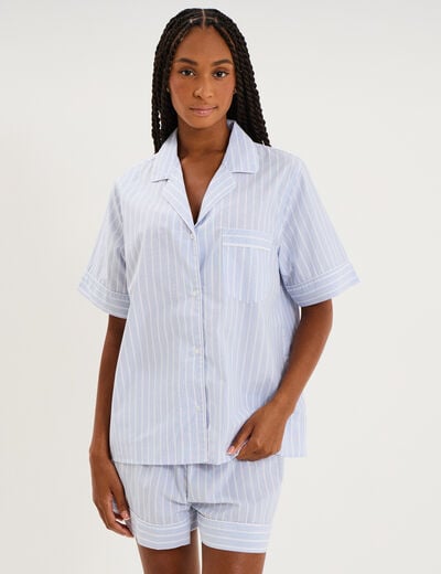 Ensemble pyjama chemise et short ecru femme