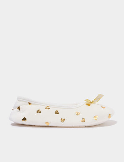Chaussons ballerines avec pochette blanc femme