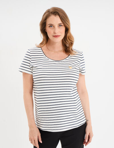T-shirt allaitement manches courtes ecru femme maternité