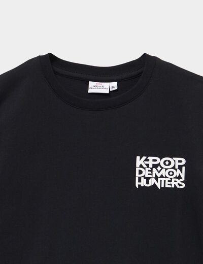 T-shirt col rond K-Pop Demon Hunters noir gar&ccedil;on