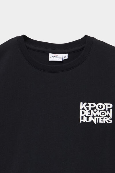 T-shirt col rond K-Pop Demon Hunters noir gar&ccedil;on