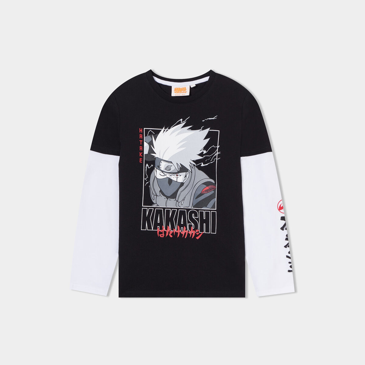 T-shirt manches longues coton Kakashi noir garçon