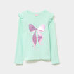 T-shirt à manches longues sequins coton vert clair fille