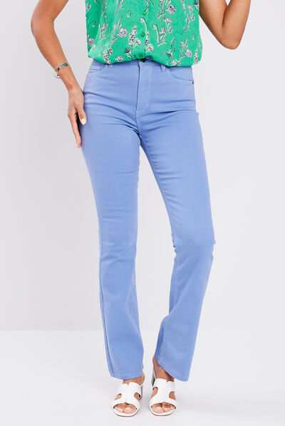 Pantalon flare taille haute bleu lavande femme