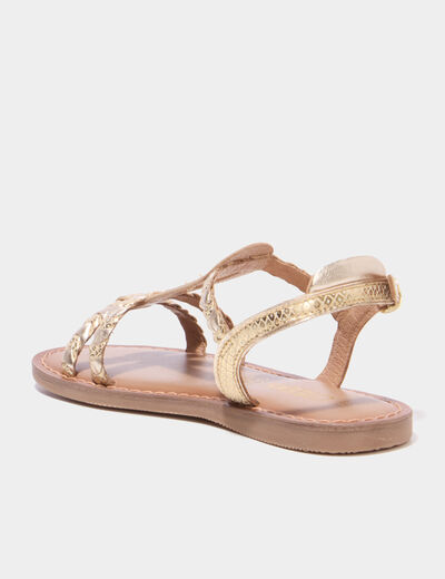 Sandales en cuir jaune or fille