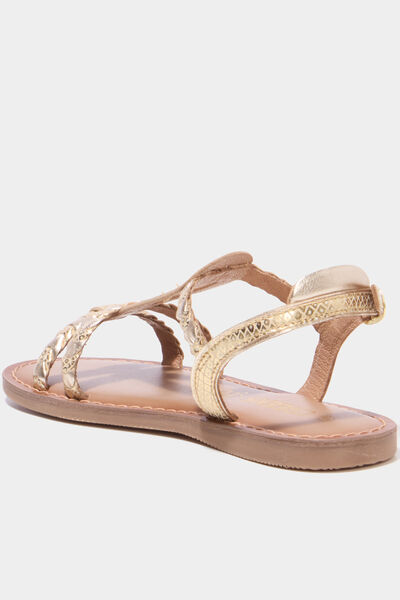 Sandales en cuir jaune or fille