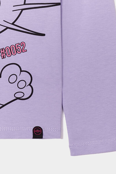 T-shirt manches longues Pokémon Miaouss parme fille